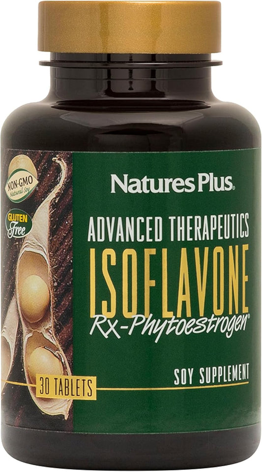Natures Plus Isoflavone Rx Phytoestrogen Soy Supplement - 125mg, 30 Tablets - Non-GMO, Gluten-Free - Promotes Wellbeing