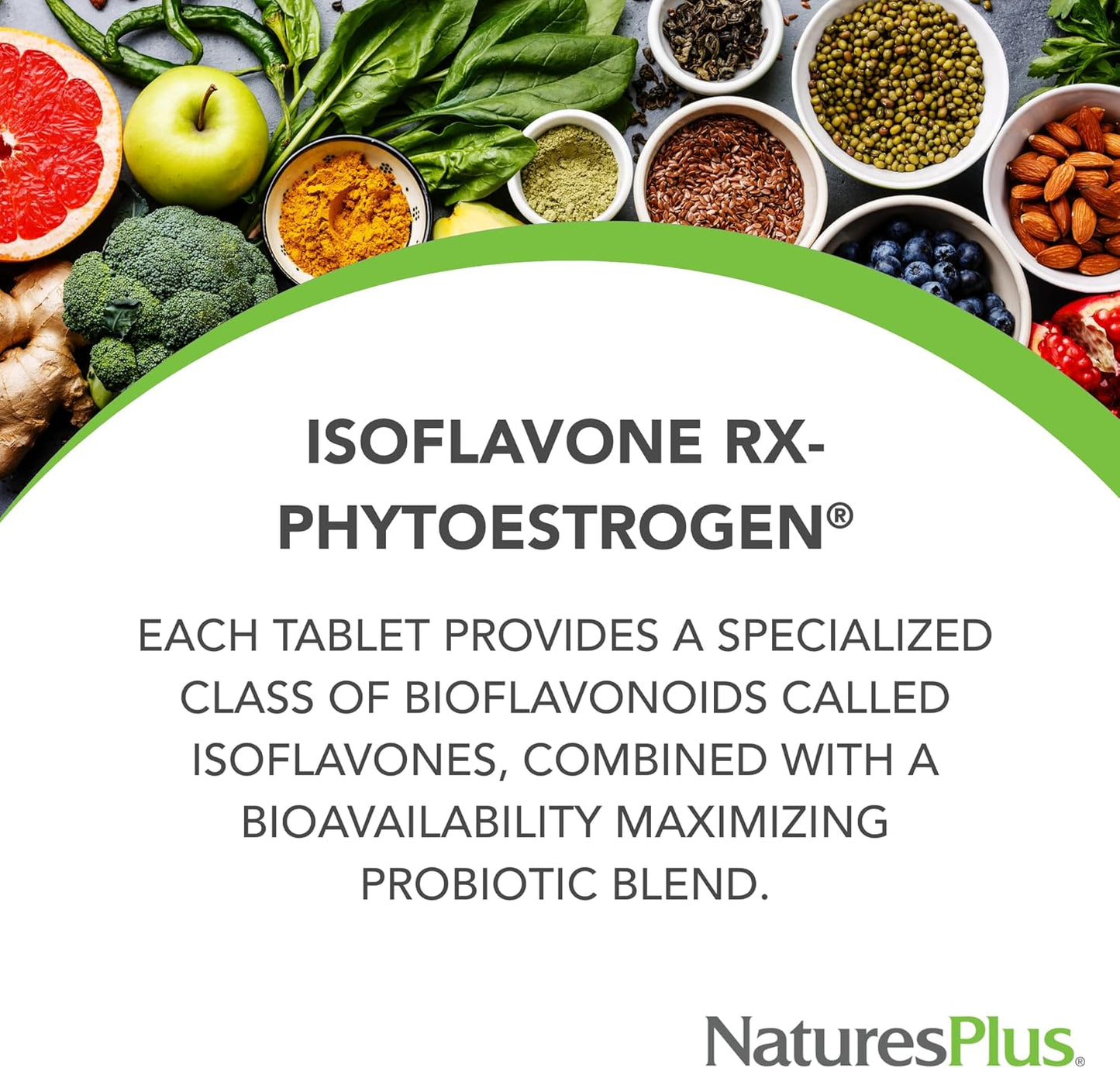 Natures Plus Isoflavone Rx Phytoestrogen Soy Supplement - 125mg, 30 Tablets - Non-GMO, Gluten-Free - Promotes Wellbeing