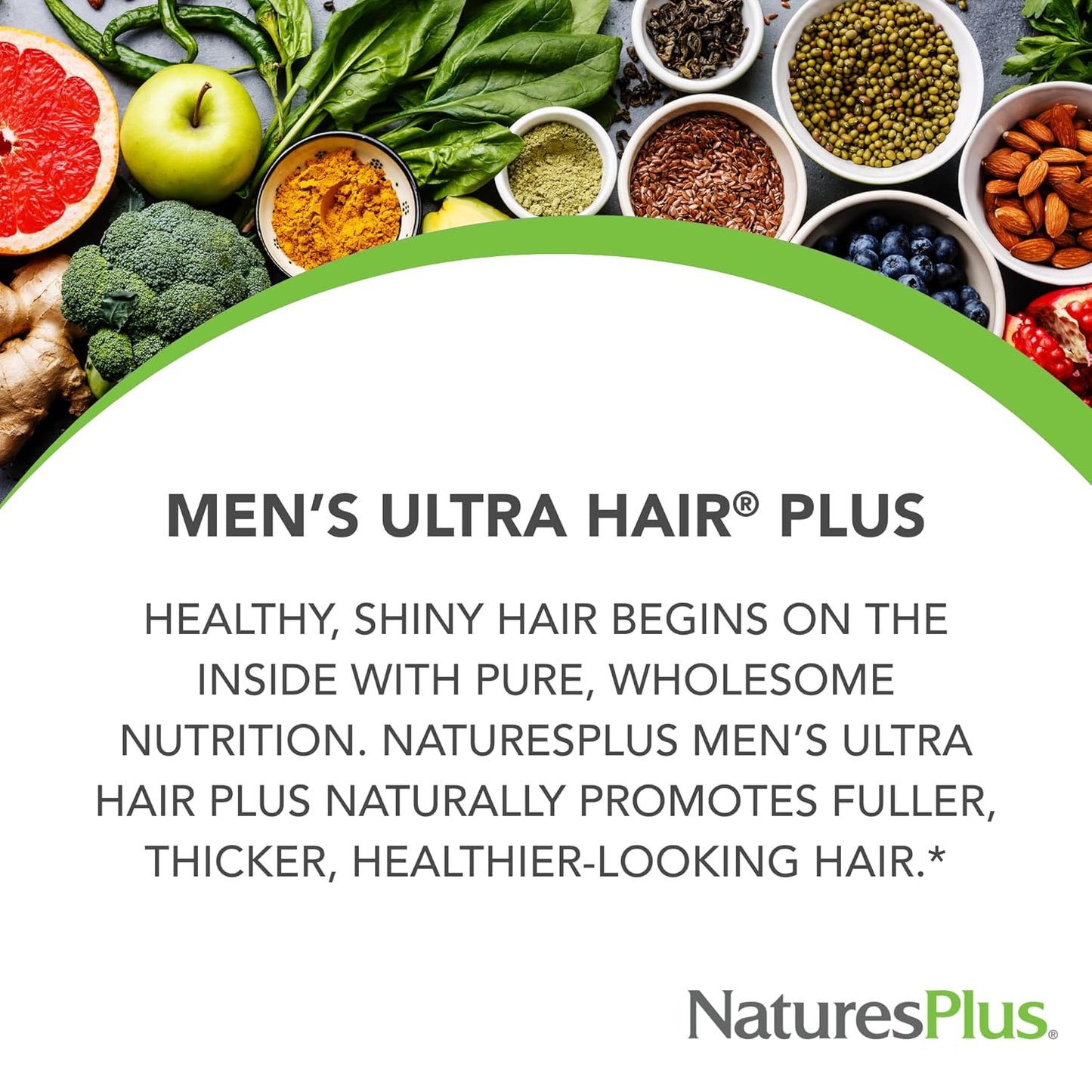 Natures Plus Men's Ultra Hair Plus - 60 Tablets, All-Natural Hair Growth Supplement, Gluten-Free, Promotes Fuller, Healthier Hair