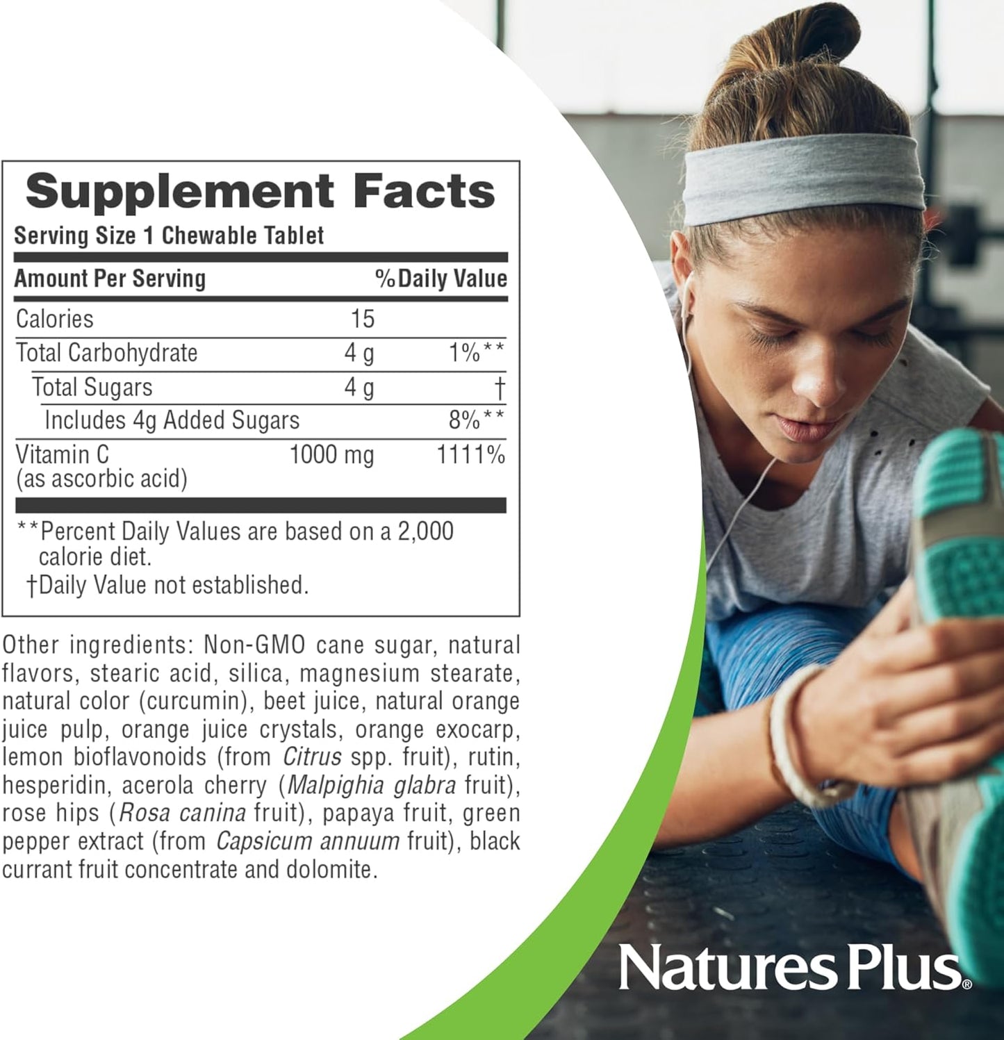 Natures Plus Orange Juice C 1,000 MG Chewable Tablets - 60 Count Bottle