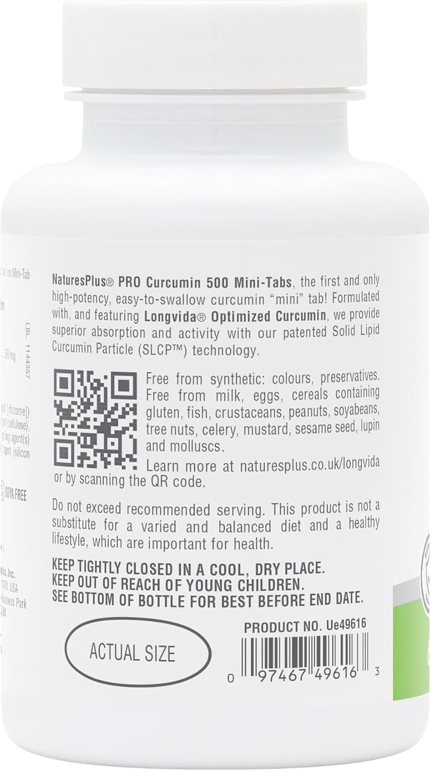 Natures Plus PRO Longvida Curcumin 1000 mg Mini-Tabs - Healthy Free Radical Protection - Non-GMO, Vegan, Gluten Free, Soy Free
