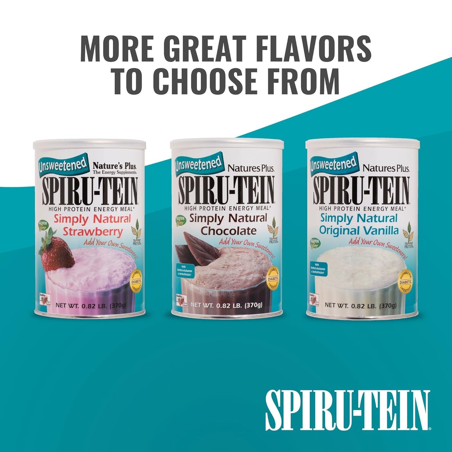 Natures Plus Simply Natural Unsweetened Chocolate Protein Powder - Meal Replacement for Diabetic Lifestyle - Vegetarian - 16 Servings - Natural Energy Boost