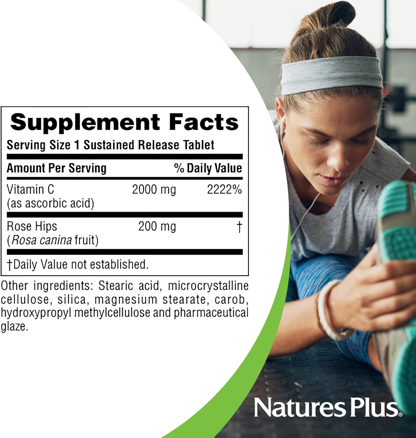 Natures Plus Ultra C with Rose HIPS 2000mg Sustained Release Tablets - Immune Support & Antioxidant - Gluten-Free - 90 Servings