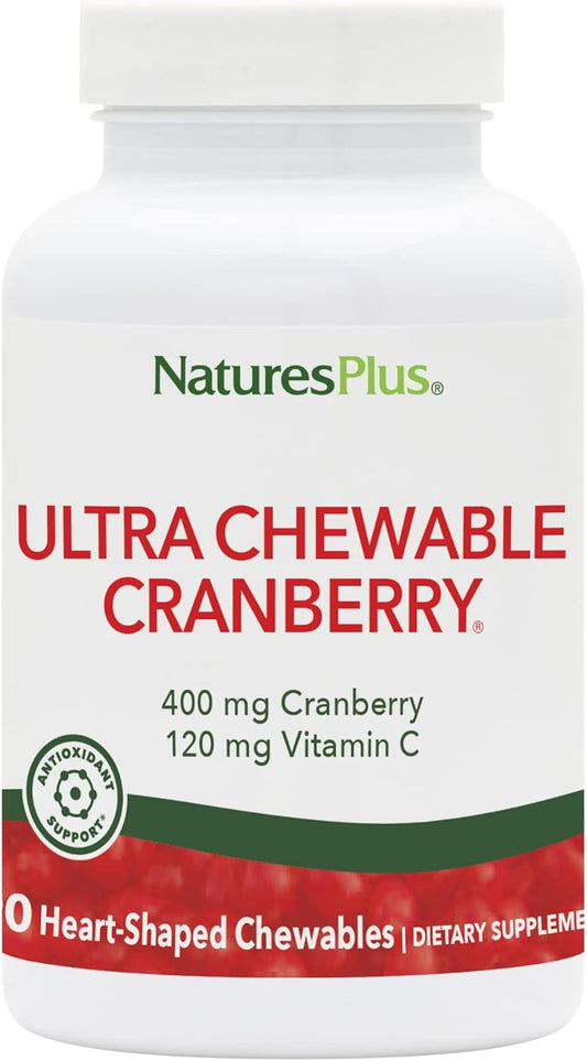 Natures Plus Ultra Chewable Cranberry with Vitamin C Tablets - 200mg, 90 Count
