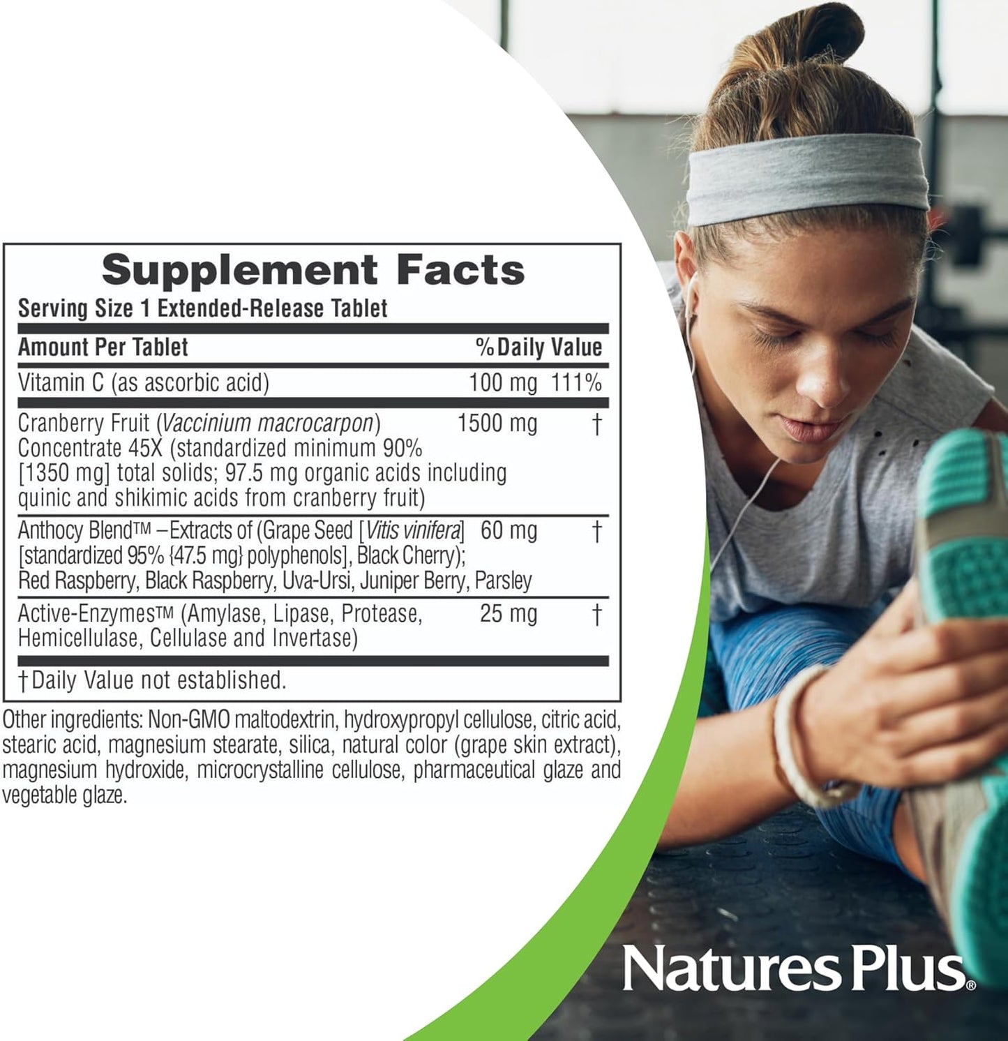 Natures Plus Ultra Cranberry Herbal Actives Supplement - 1500mg Extended Release, 30 Vegetarian Tablets - Supports Urinary Tract Health - Gluten-Free - 30 Servings