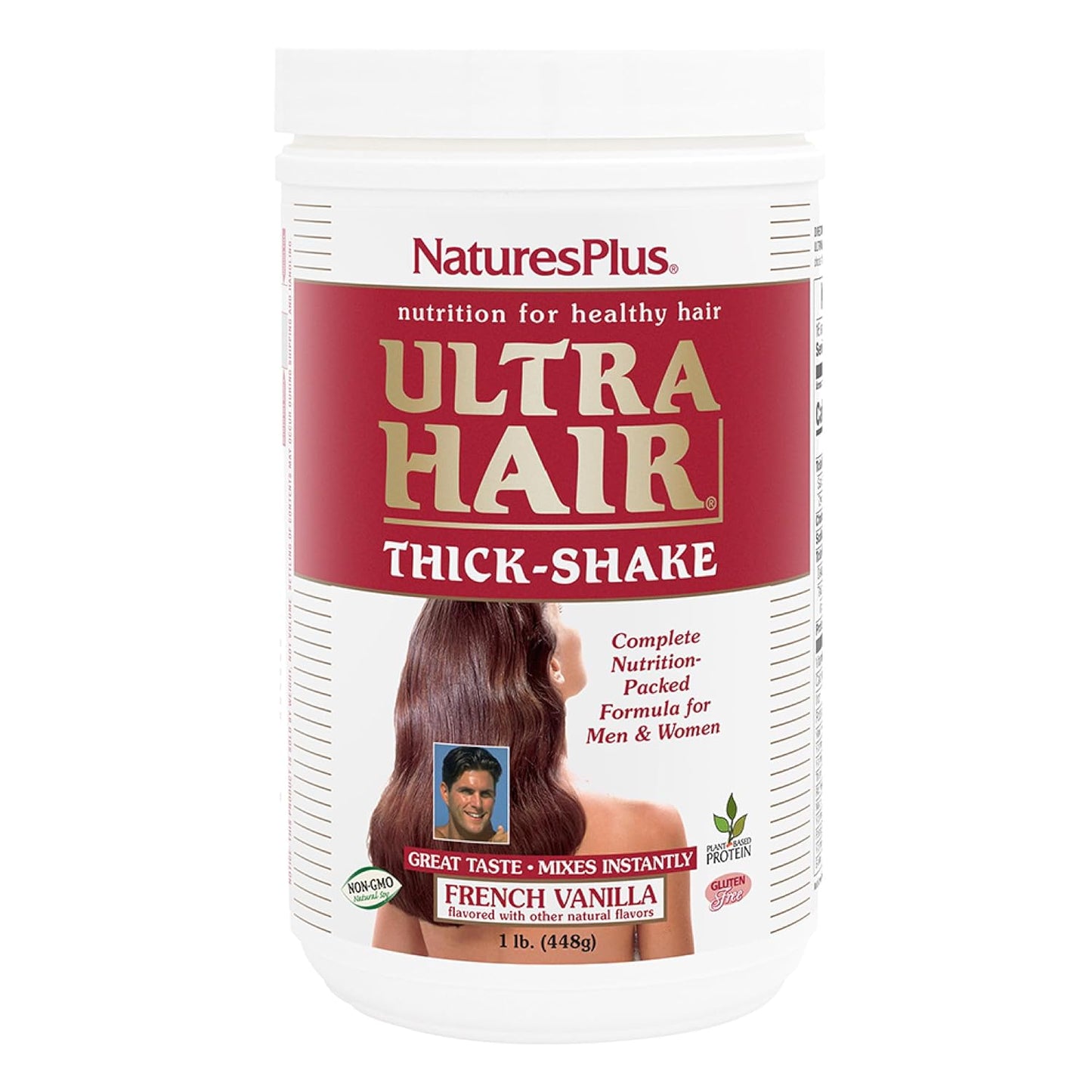 Natures Plus Ultra Hair Thick Shake - 1 lb, French Vanilla Hair Protein Shake with Vitamins & Minerals for Healthy Hair Growth - Non-GMO, Gluten-Free - 16 Servings