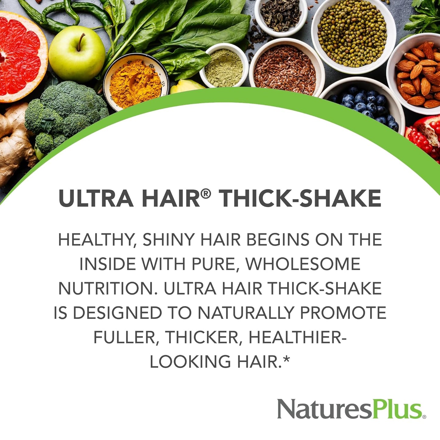 Natures Plus Ultra Hair Thick Shake - 1 lb, French Vanilla Hair Protein Shake with Vitamins & Minerals for Healthy Hair Growth - Non-GMO, Gluten-Free - 16 Servings
