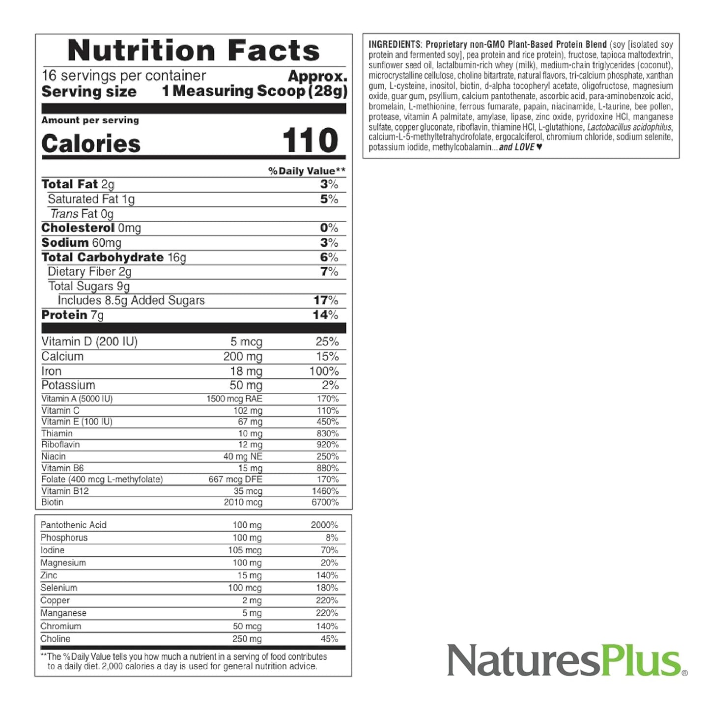 Natures Plus Ultra Hair Thick Shake - 1 lb, French Vanilla Hair Protein Shake with Vitamins & Minerals for Healthy Hair Growth - Non-GMO, Gluten-Free - 16 Servings