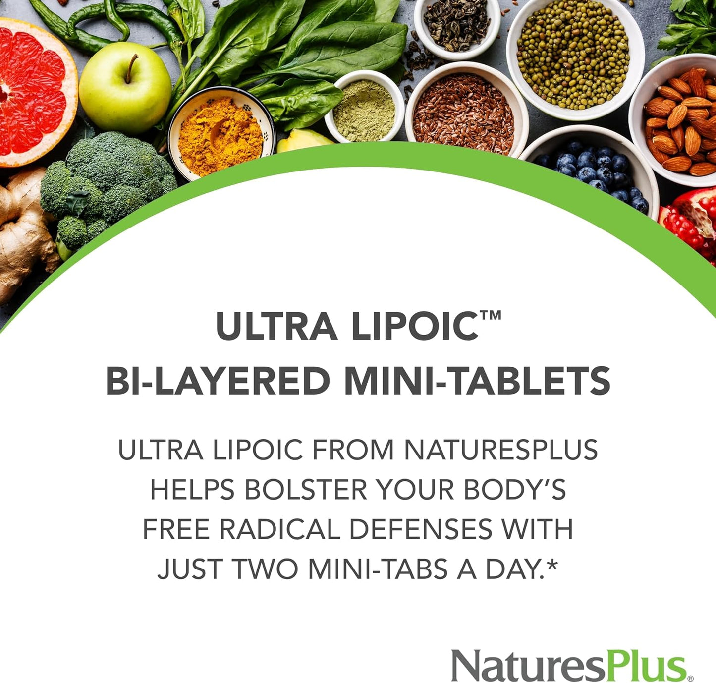 Natures Plus Ultra Lipoic Bi-Layered Mini-Tabs - 60 Tabs - Supports Free Radical Defense with Probiotics & Nutrients - Gluten Free - 30 Servings