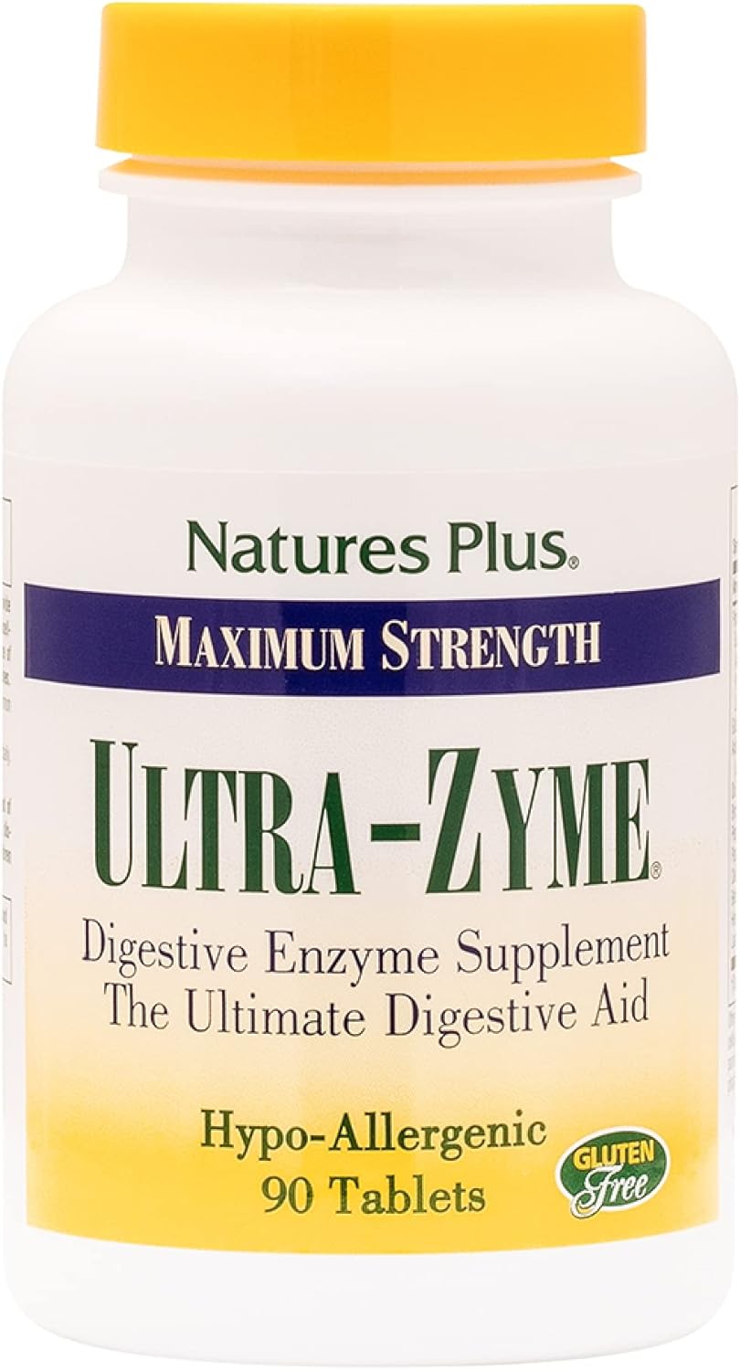 Natures Plus Ultra-Zyme Enzyme Supplement - 90 Tablets for Digestive Health - Gluten Free - 45 Servings