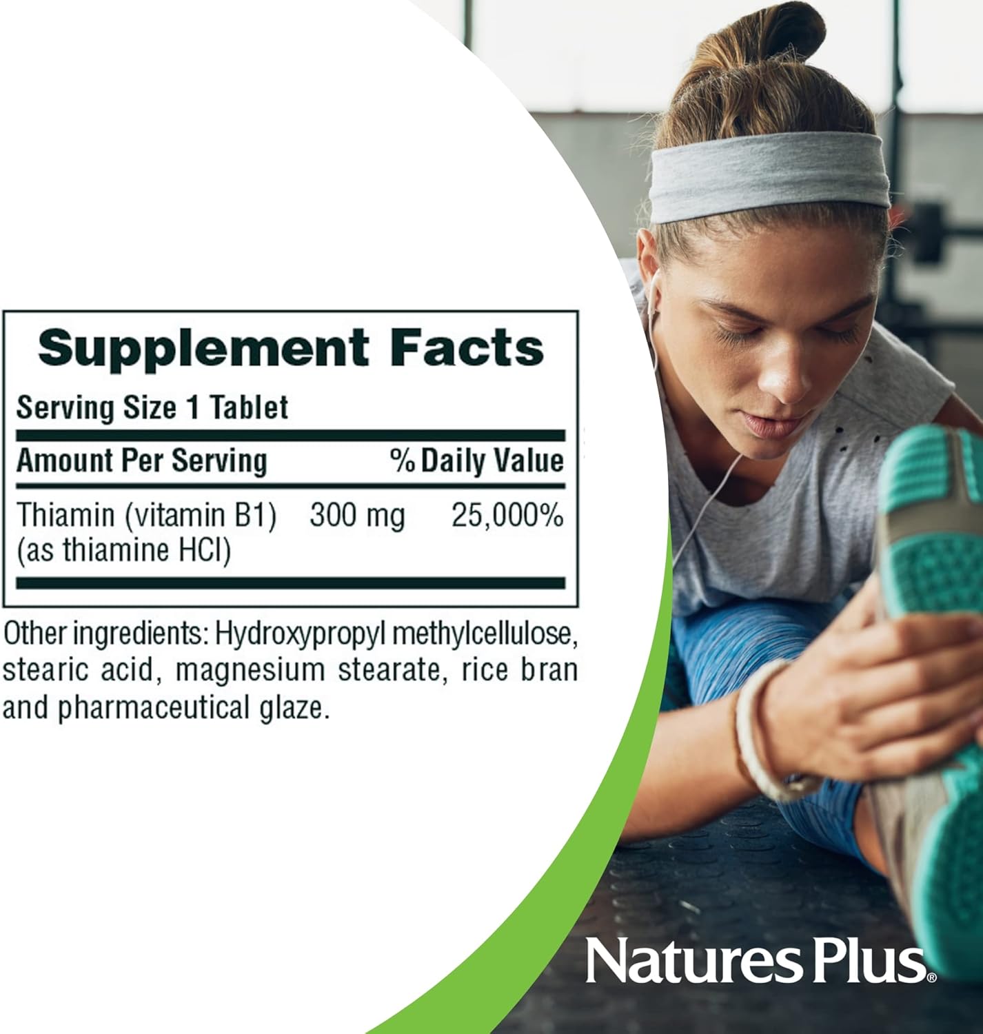Natures Plus Vitamin B1 Sustained Release Tablets - 300 mg, 90 Vegetarian Tabs - Gluten-Free - 90 Servings