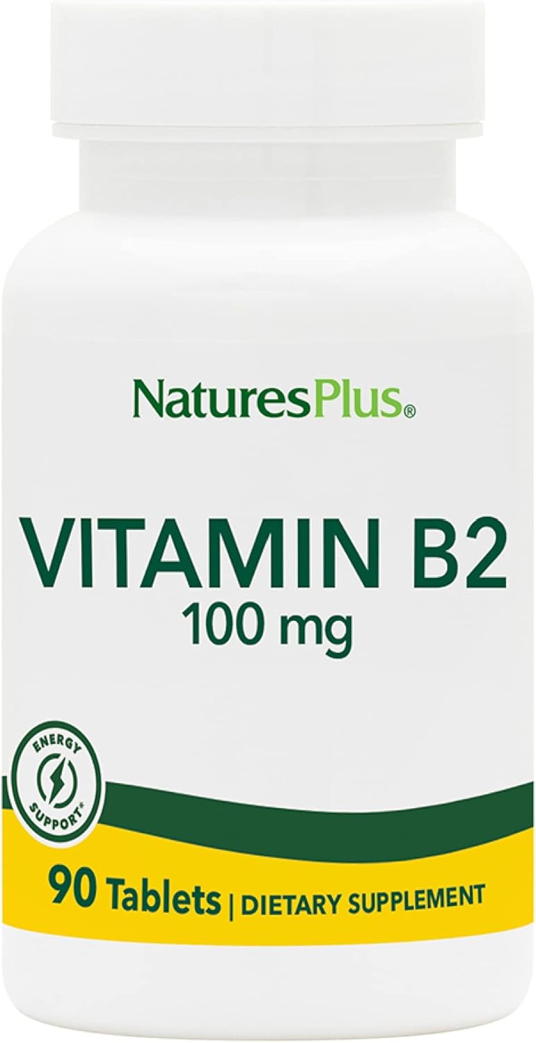 Natures Plus Vitamin B2 100 mg - Vegetarian Tablets for Natural Energy Boost & Metabolism Support - Gluten-Free - 90 Servings