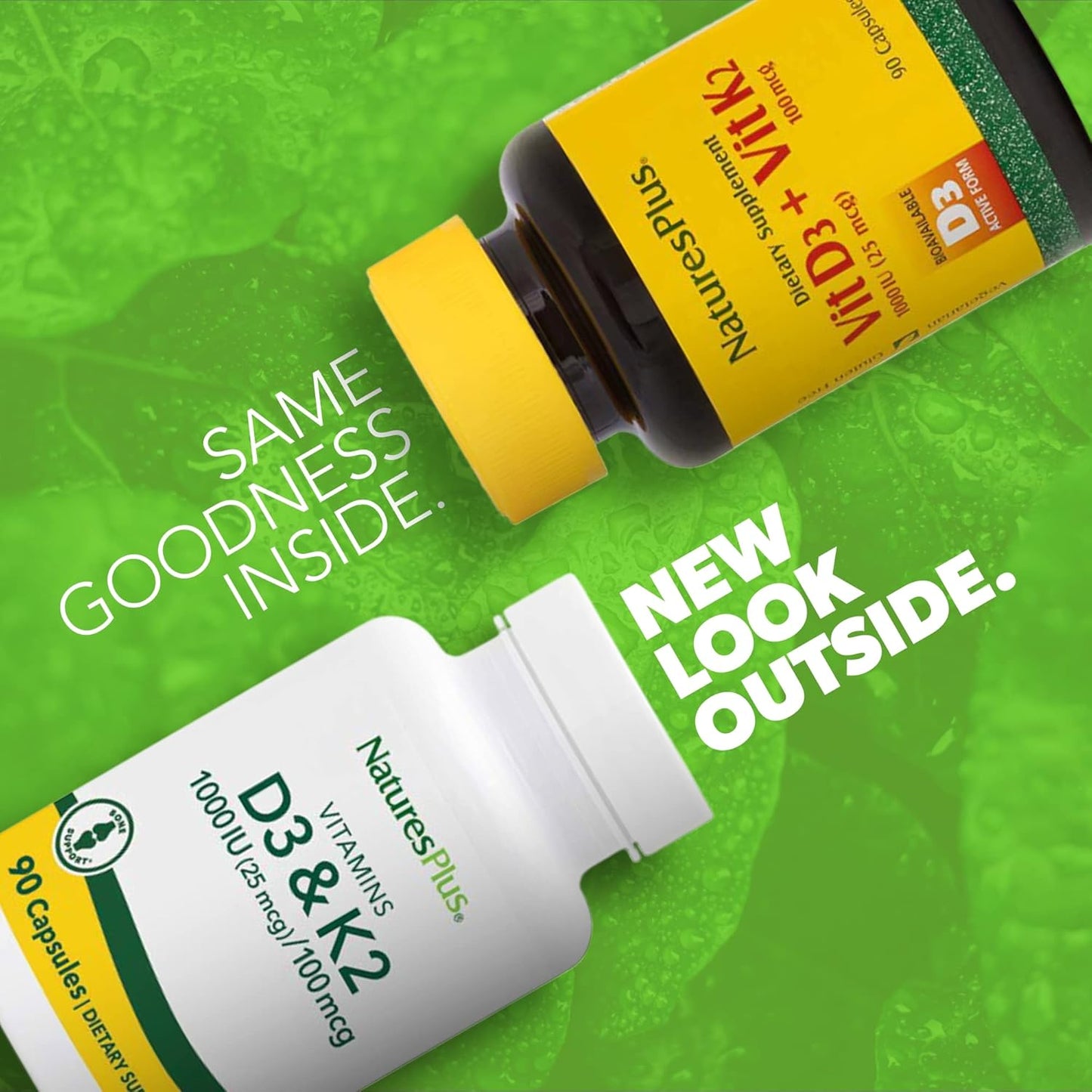 Natures Plus Vitamin D3 1000 IU and Vitamin K2 100 mcg - 90 Vegetarian Capsules