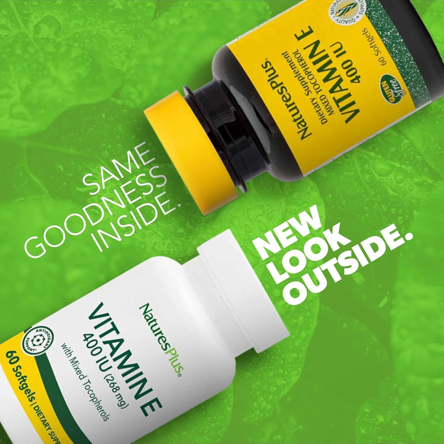 Natures Plus Vitamin E Softgels - 400 iu Mixed D-Tocopherol, Soybean Oil Derived Supplement - Gluten-Free Antioxidant Defense - 60 Servings