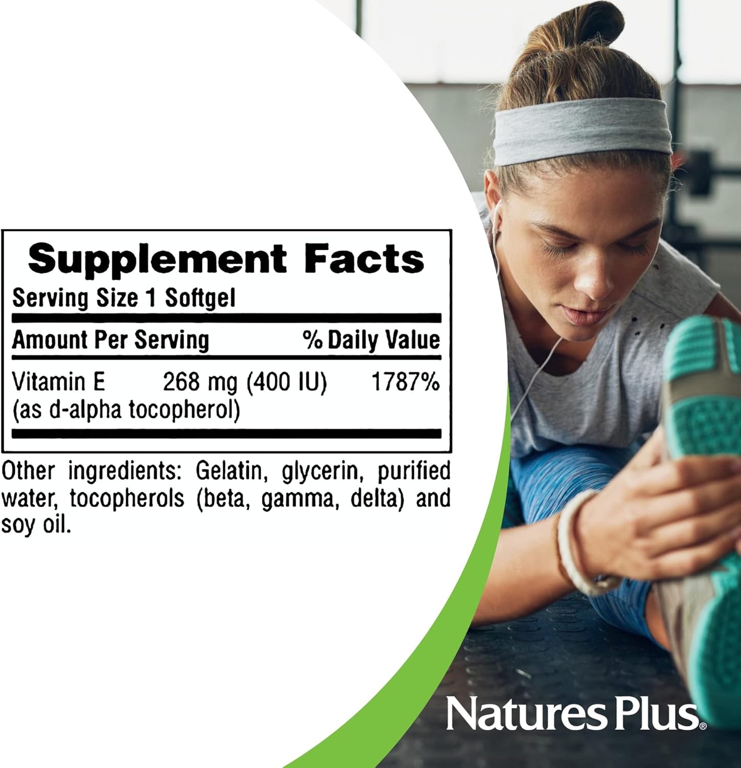 Natures Plus Vitamin E Softgels - 400 iu Mixed D-Tocopherol, Soybean Oil Derived Supplement - Gluten-Free Antioxidant Defense - 60 Servings