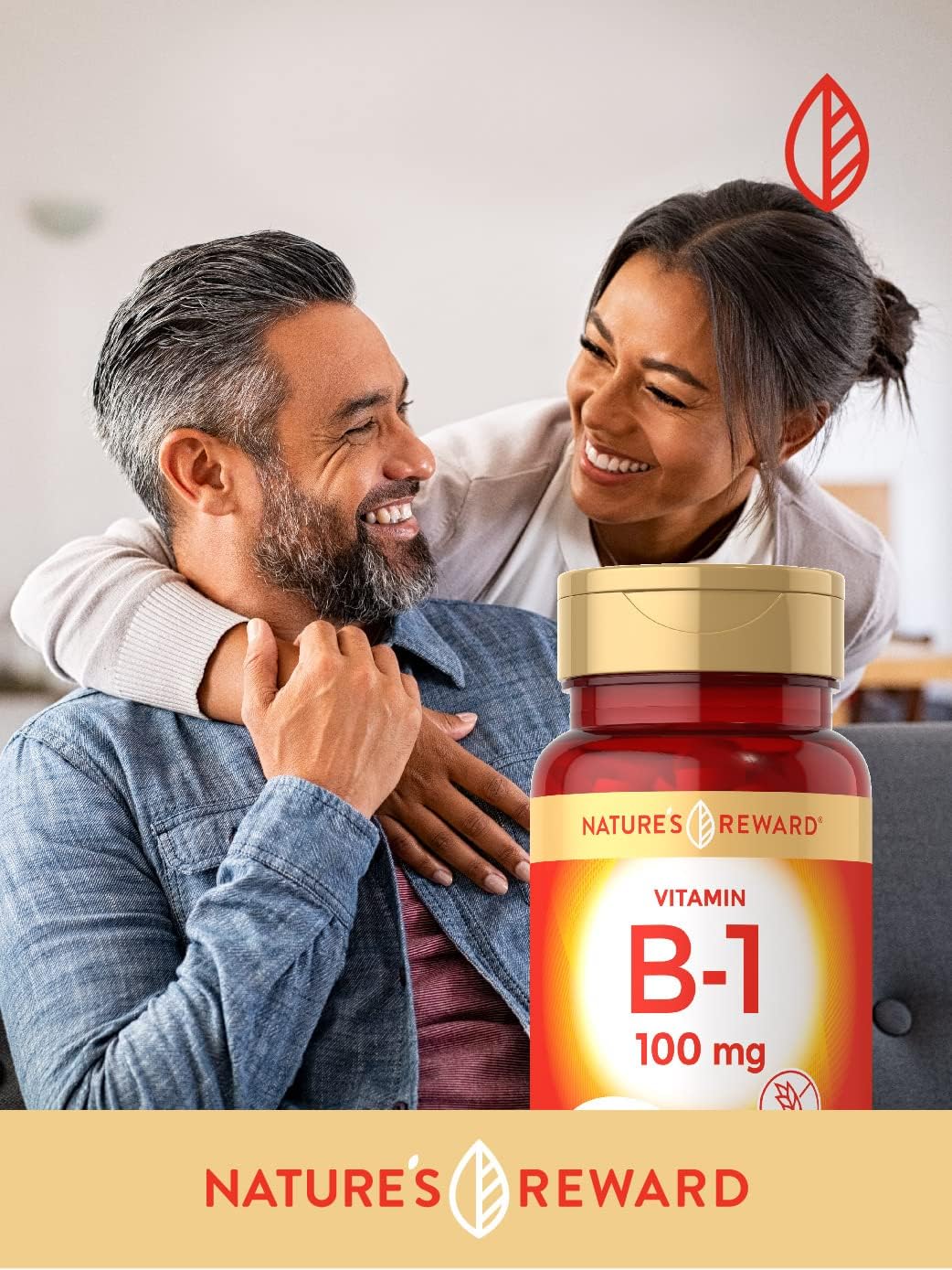 Nature's Reward Vitamin B1 100mg (Thiamine) - 100 Count Vegetarian Supplement