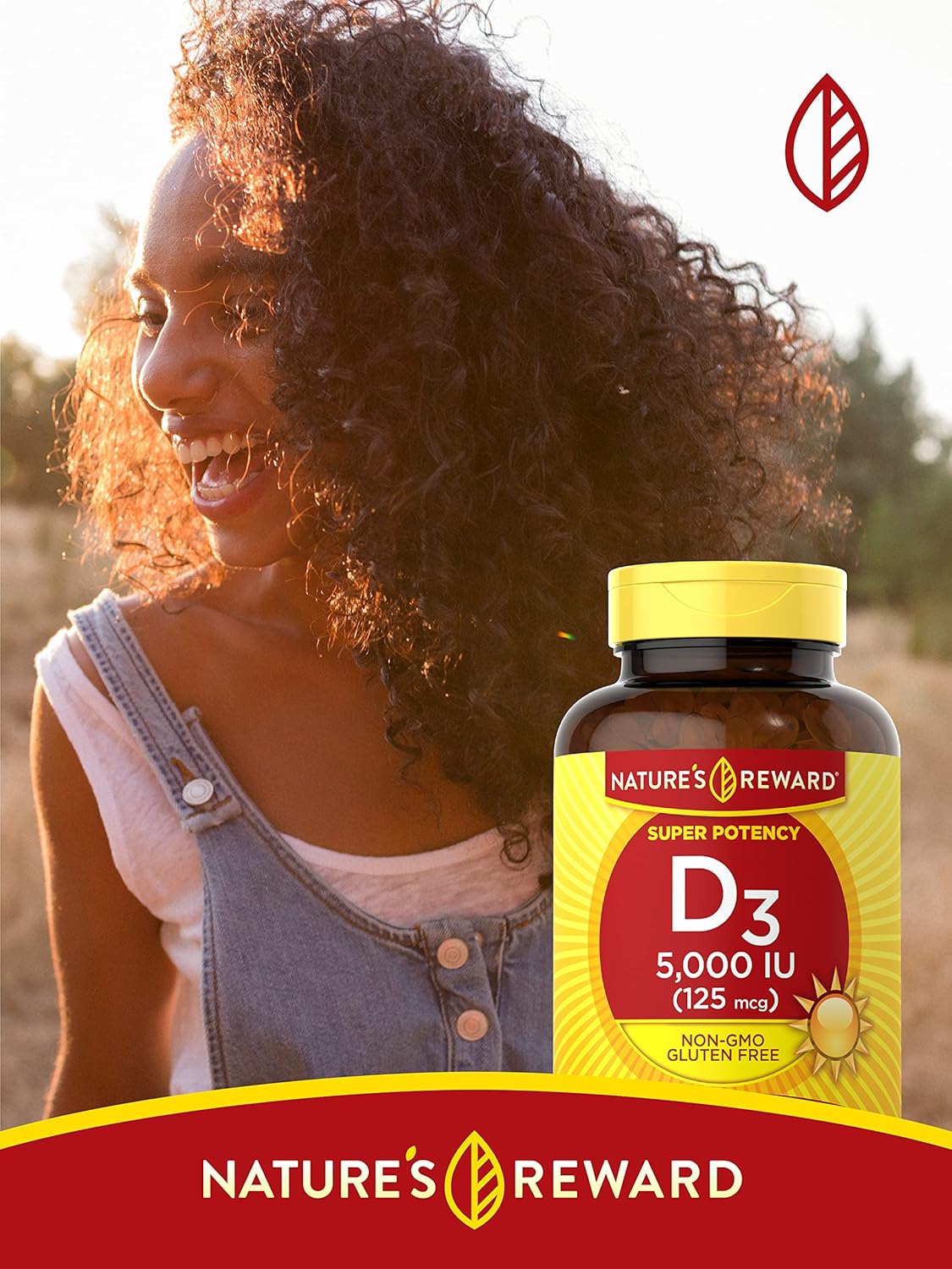 Nature's Reward Vitamin D3-5000 IU Softgels - 360 Count, Non-GMO, Gluten Free Supplement
