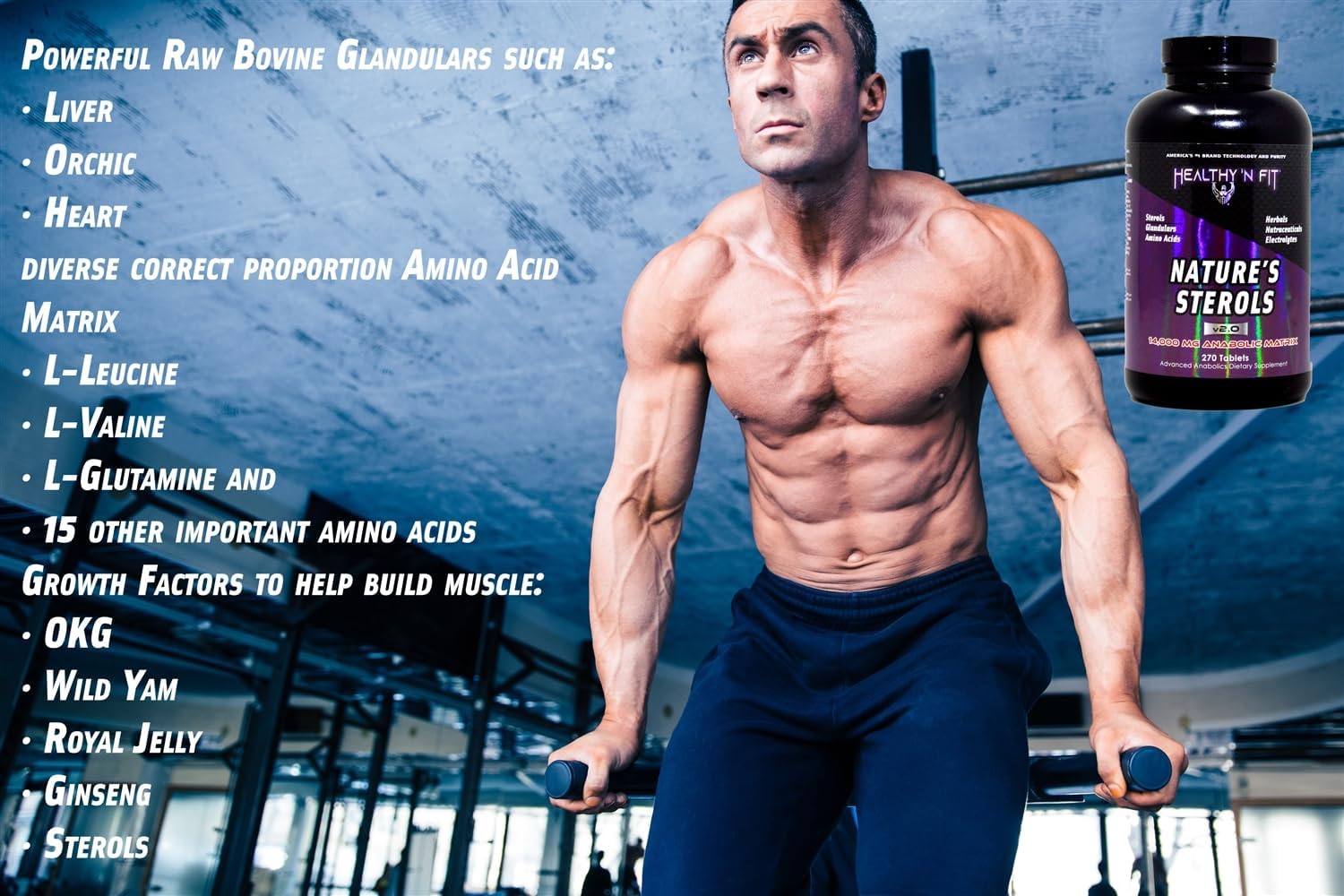 Nature's STEROLS: Anabolic Matrix with Steroidals, Amino Acids, Nutraceuticals - 270 Tablets