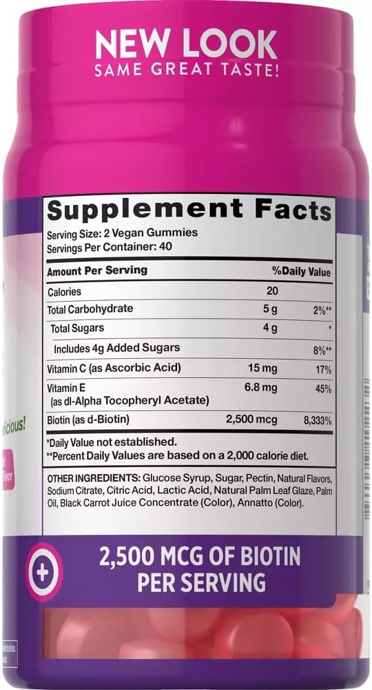 Nature's Truth Biotin Gummies 2500 mcg for Hair, Skin & Nails - Fruit Flavor, 160 ct (2 Pack)