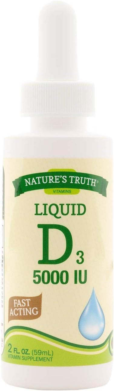 Nature's Truth Vitamin D3 5000 IU Liquid Supplement - Fast Acting for Quick Absorption - 2 oz, Pack of 5