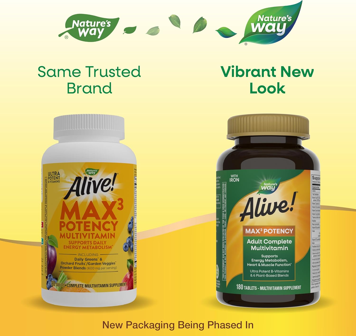 Nature's Way Alive! Max3 Potency Adult Complete Multivitamin with Ultra B-vitamins, Methylated B12 and Folate, 180 Tablets