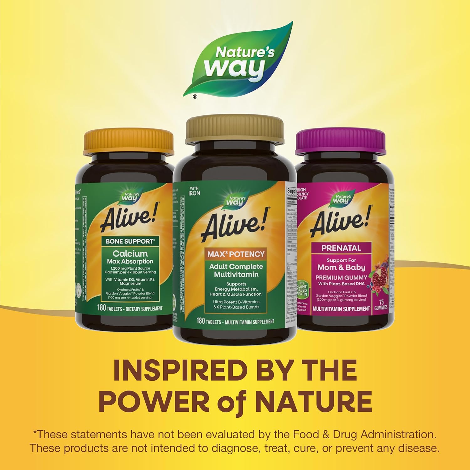 Nature's Way Alive! Max3 Potency Adult Complete Multivitamin with Ultra B-vitamins, Methylated B12 and Folate, 180 Tablets