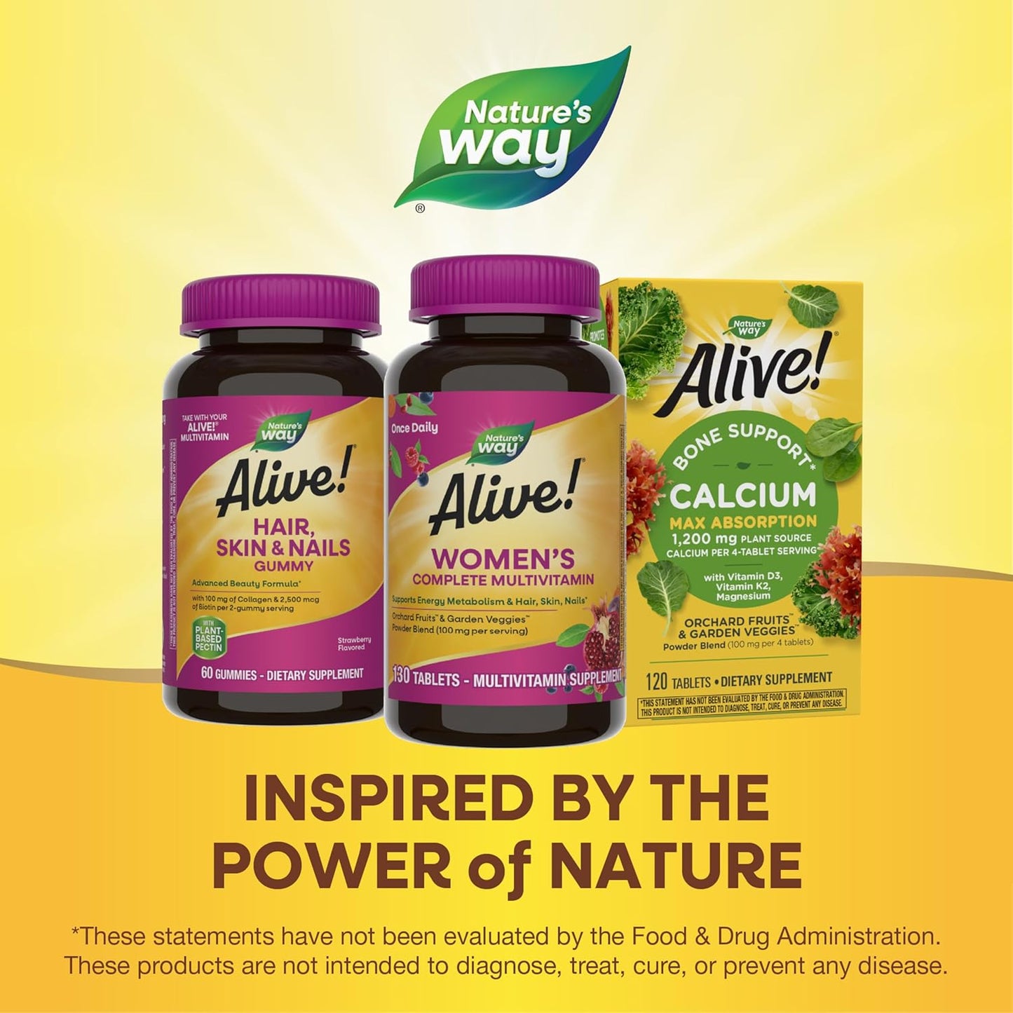 Nature's Way Alive Women's Multivitamin, 130 Tablets, Supports Energy Metabolism & Hair, Skin, Nails with B-Vitamins