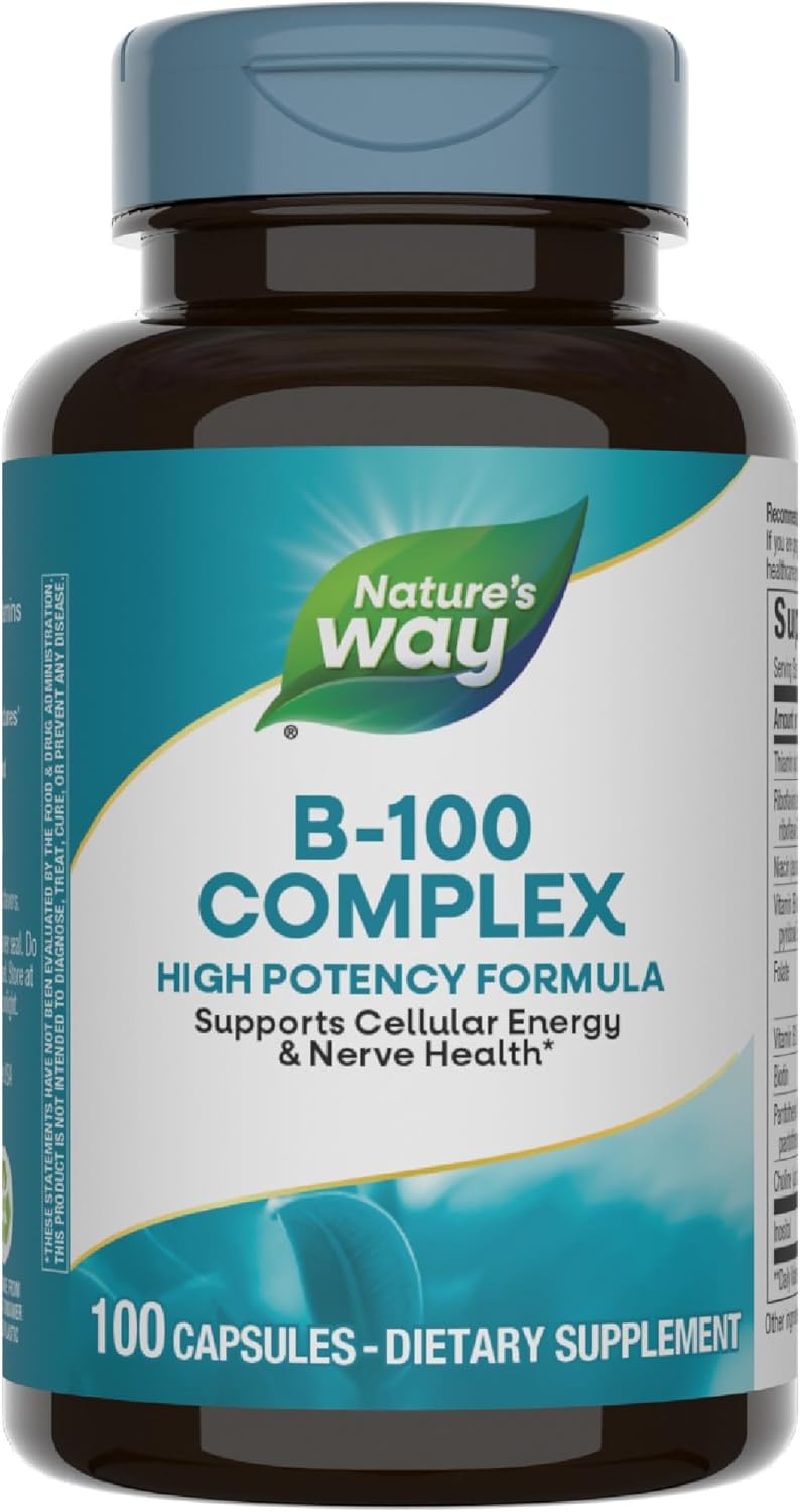 Nature's Way B-100 Complex: Supports Cellular Energy & Nerve Health - 8 B-Vitamins, 100 Capsules