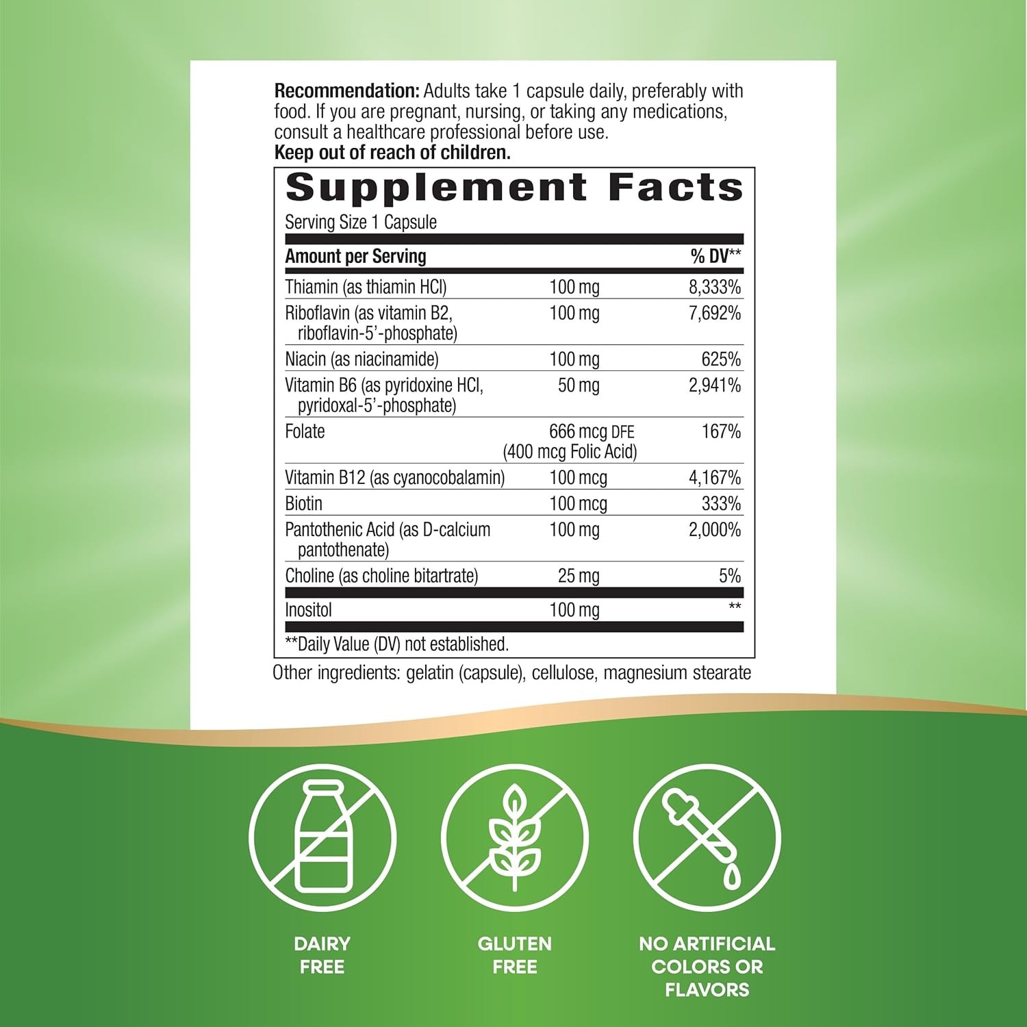 Nature's Way B-100 Complex: Supports Cellular Energy & Nerve Health - 8 B-Vitamins, 100 Capsules