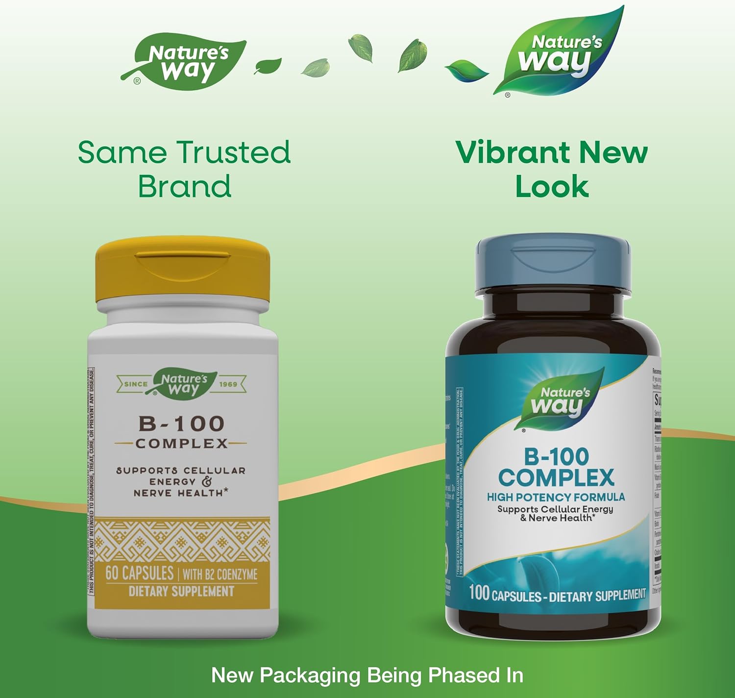 Nature's Way B-100 Complex: Supports Cellular Energy & Nerve Health - 8 B-Vitamins, 100 Capsules