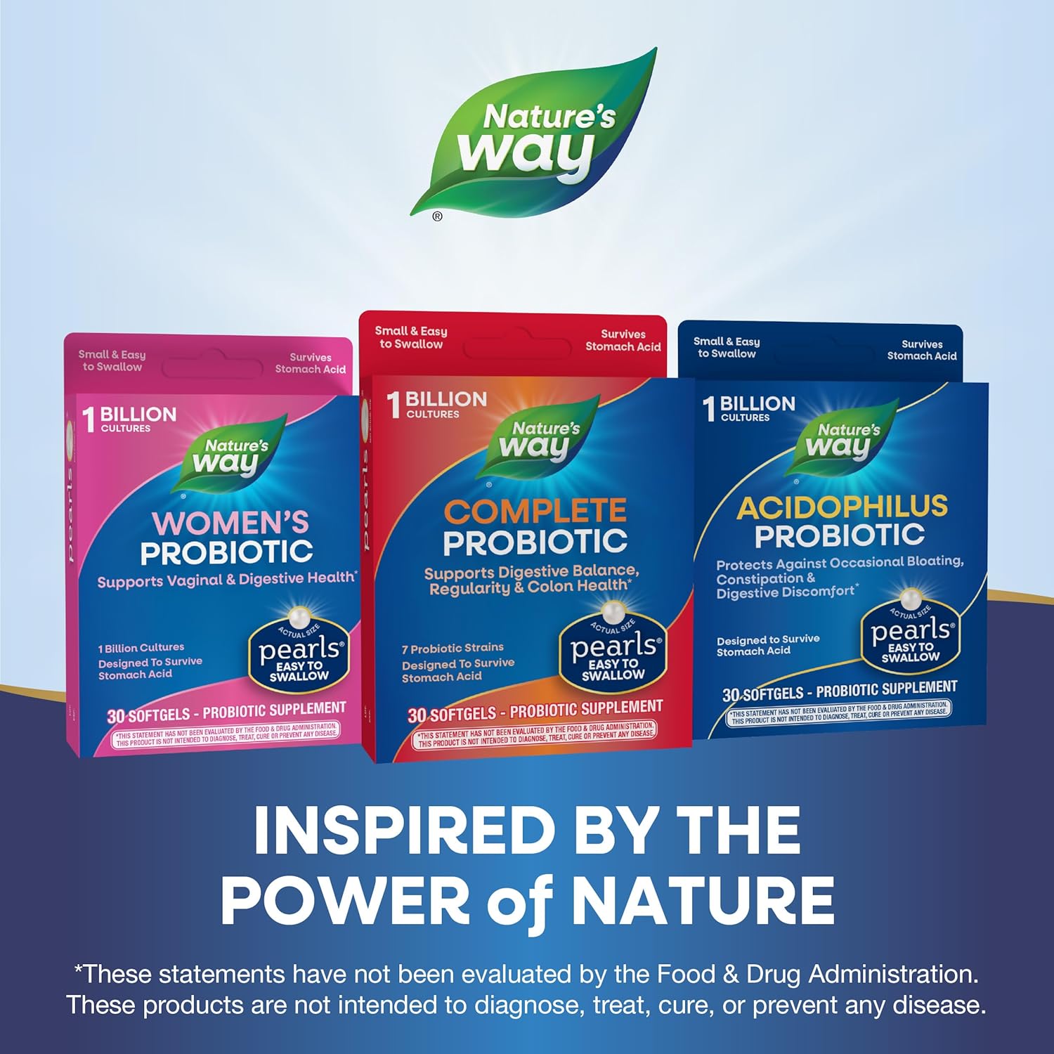 Nature's Way Complete Probiotic Pearls, 1 Billion Live Cultures, Digestive Balance Support for Men and Women, 30 Softgels, No Refrigeration
