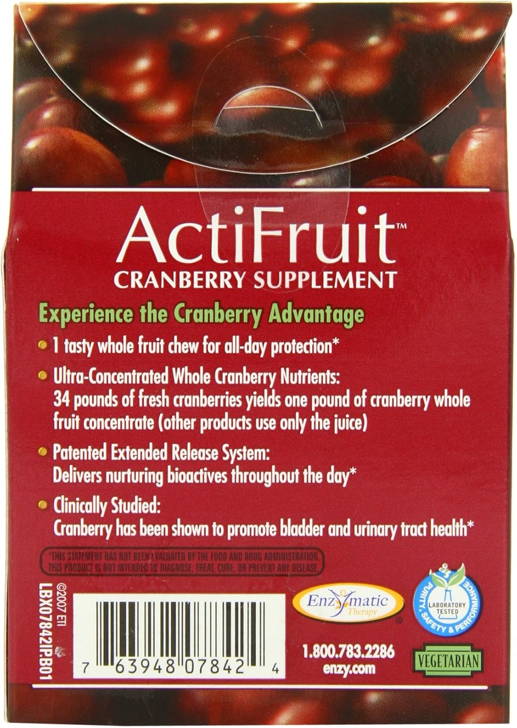 Nature's Way Enzymatic Therapy Actifruit Cran-Max Cranberry Supplement 500mg Soft Chews - 20 Count (Pack of 2)