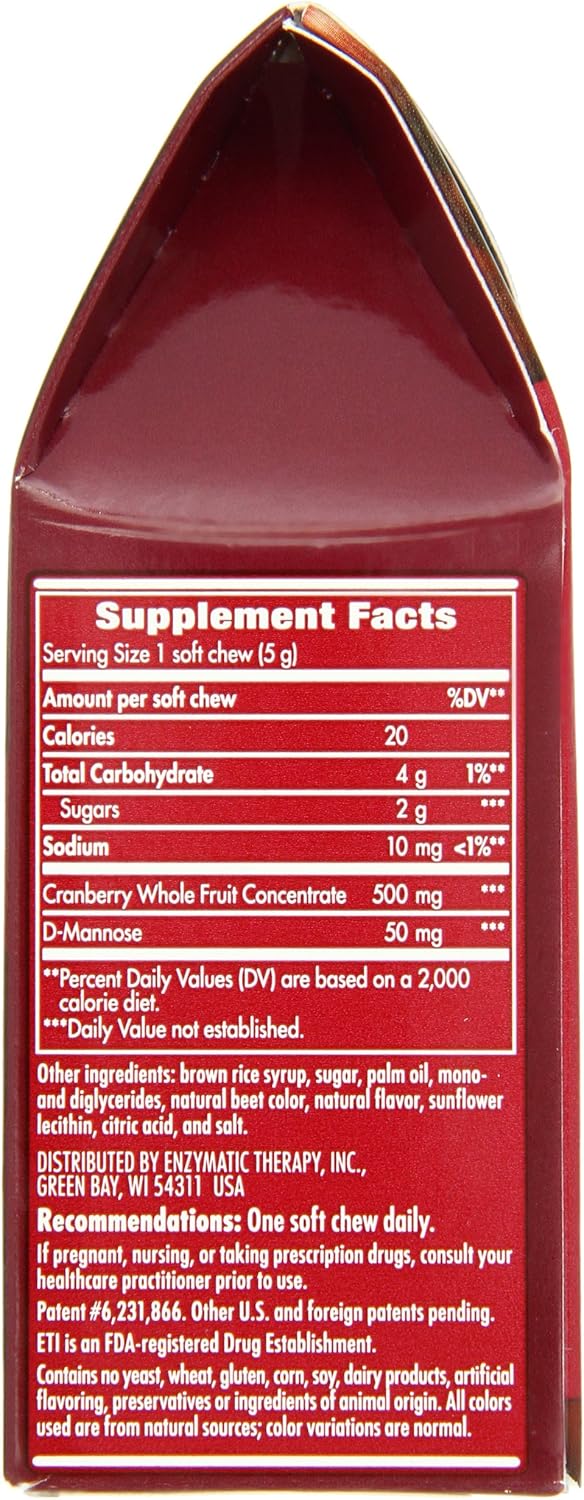 Nature's Way Enzymatic Therapy Actifruit Cran-Max Cranberry Supplement 500mg Soft Chews - 20 Count (Pack of 2)