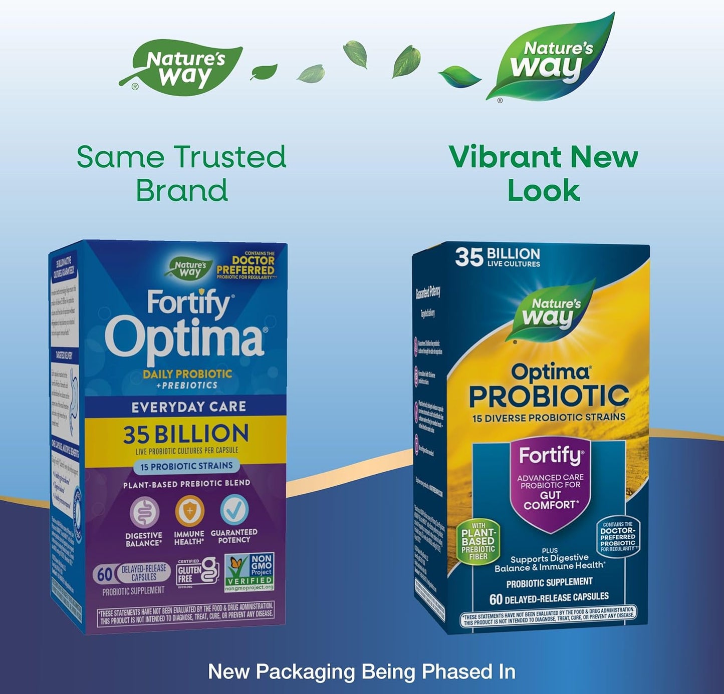 Nature's Way Fortify Optima Probiotic 35B for Adults - 15 Strains, Digestive & Immune Support, No Refrigeration, 60 Capsules