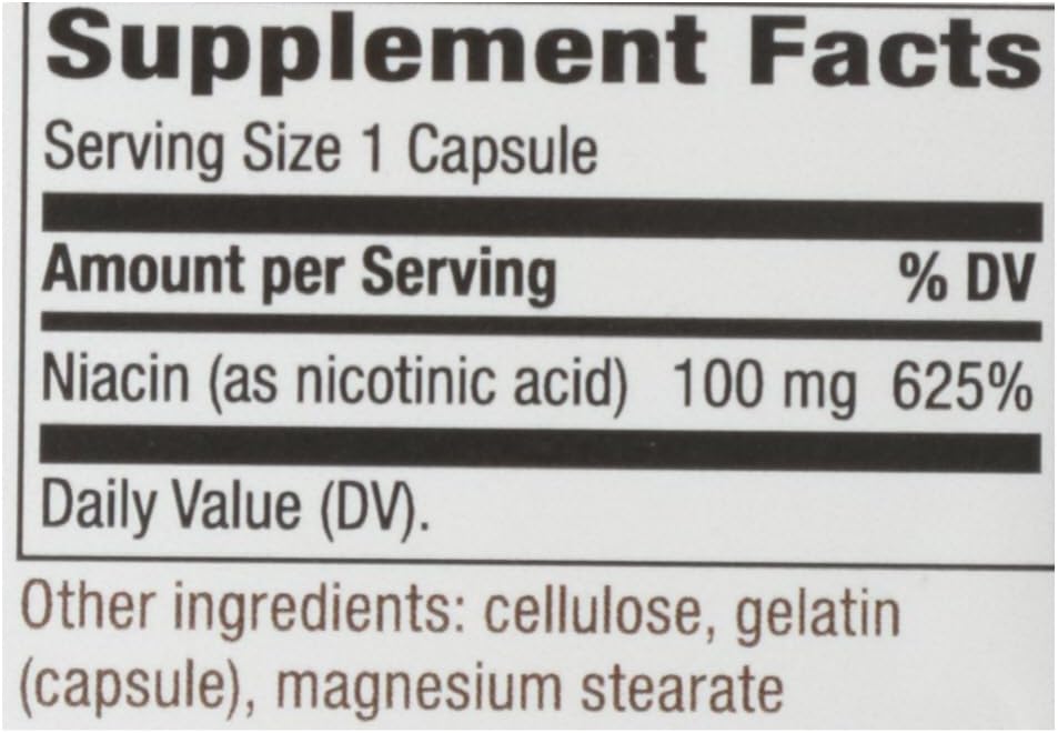 Natures Way Niacin 100mg Capsules - Natural Vitamin B3 Supplement for Heart Health