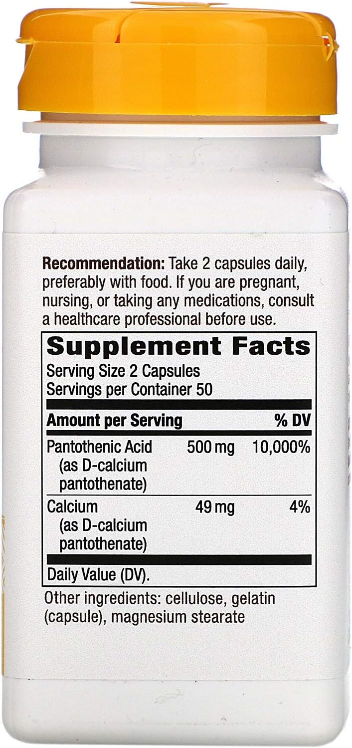 Nature's Way Pantothenic Acid 100 Count Twin Pack - Balanced B-Vitamin Supplement
