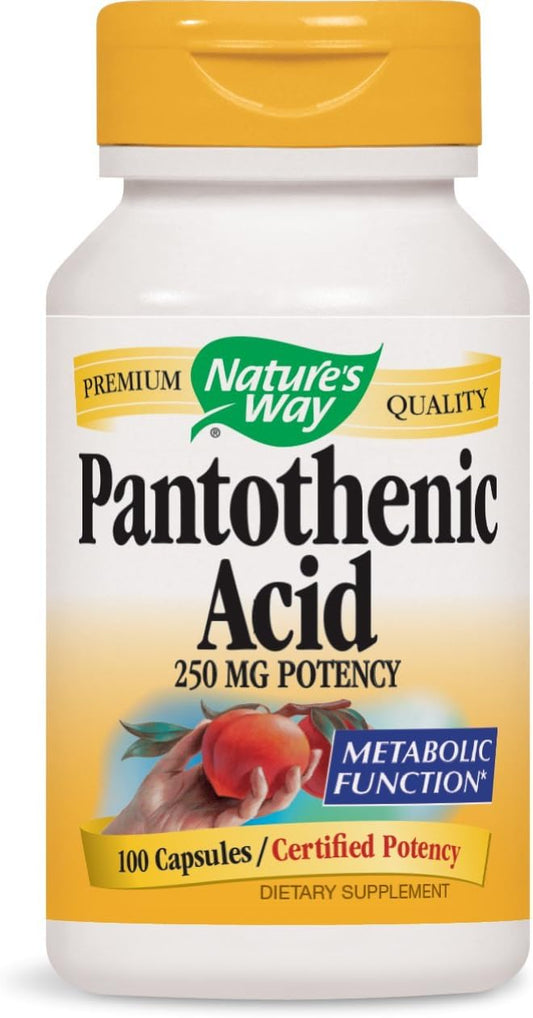 Nature's Way Pantothenic Acid 250mg High Potency Supplement, 100 Capsules x 3 Bottles