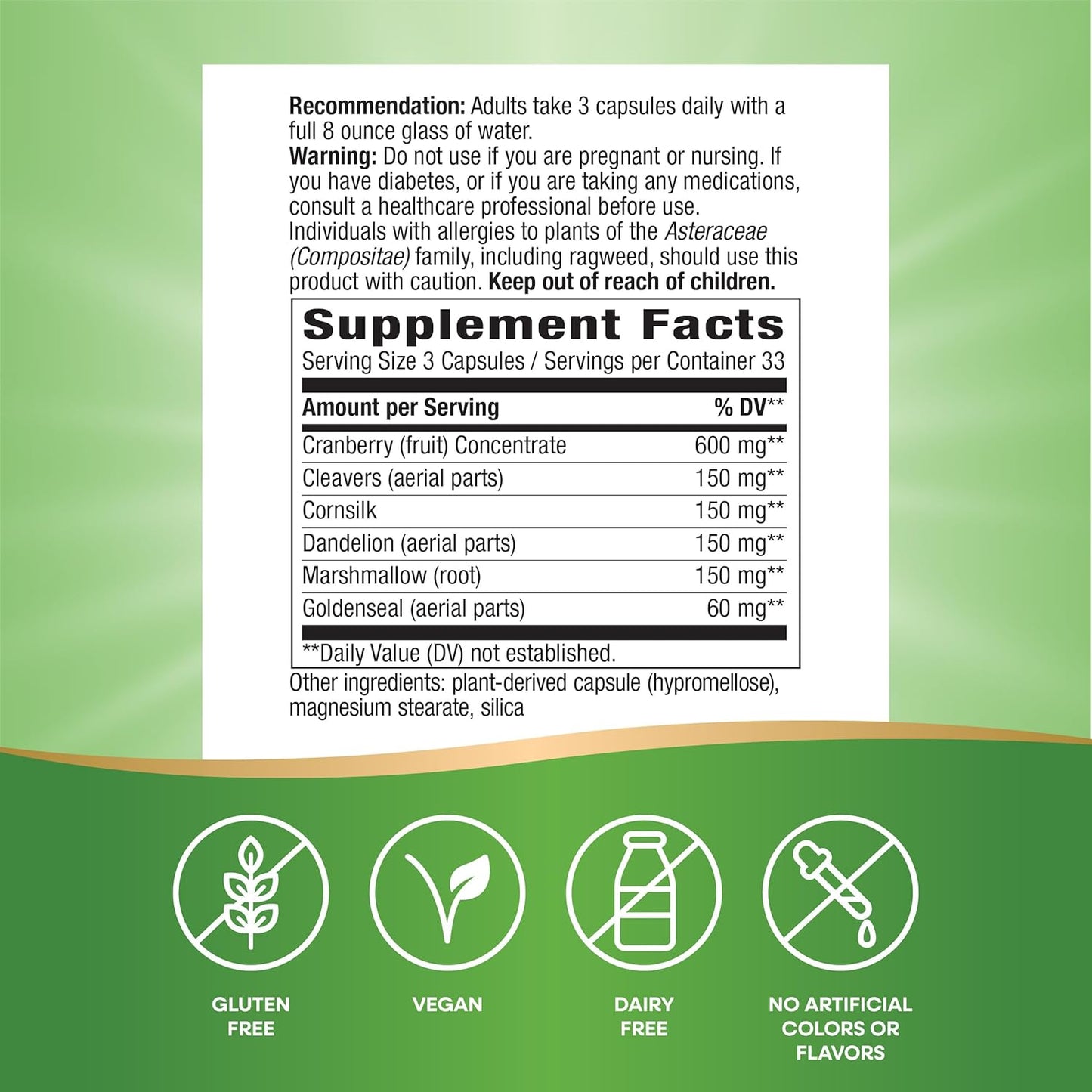 Nature's Way Premium Blend Urinary Support Supplement with Cranberry Extract - 1,260mg per Serving - 100 Capsules
