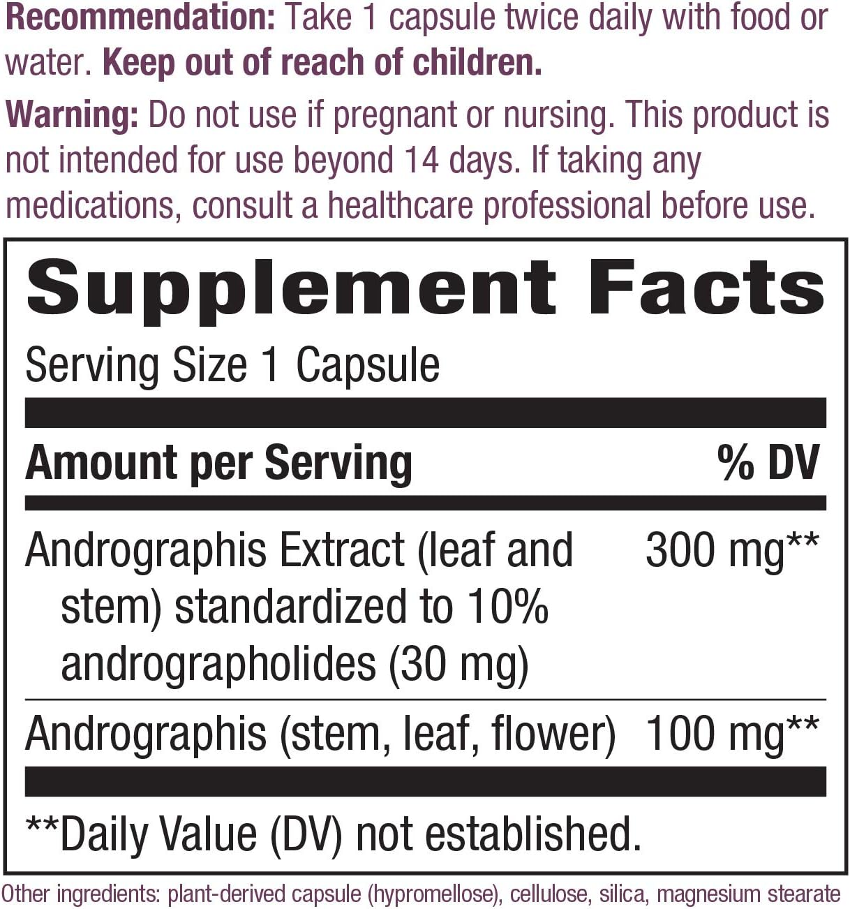 Nature's Way Premium Extract Andrographis Capsules - Immune Support* - 300 mg Andrographis Extract - 60 Count - BoostGo Australia