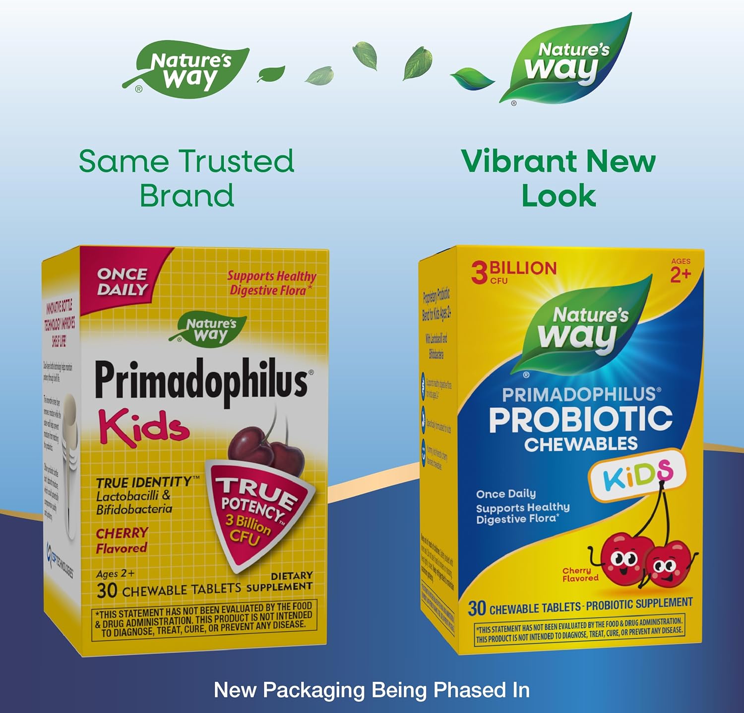 Nature's Way Primadophilus Probiotic Chewables for Kids, Cherry Flavored Digestive Support, 3 Billion CFU, Ages 2+, 30 Count
