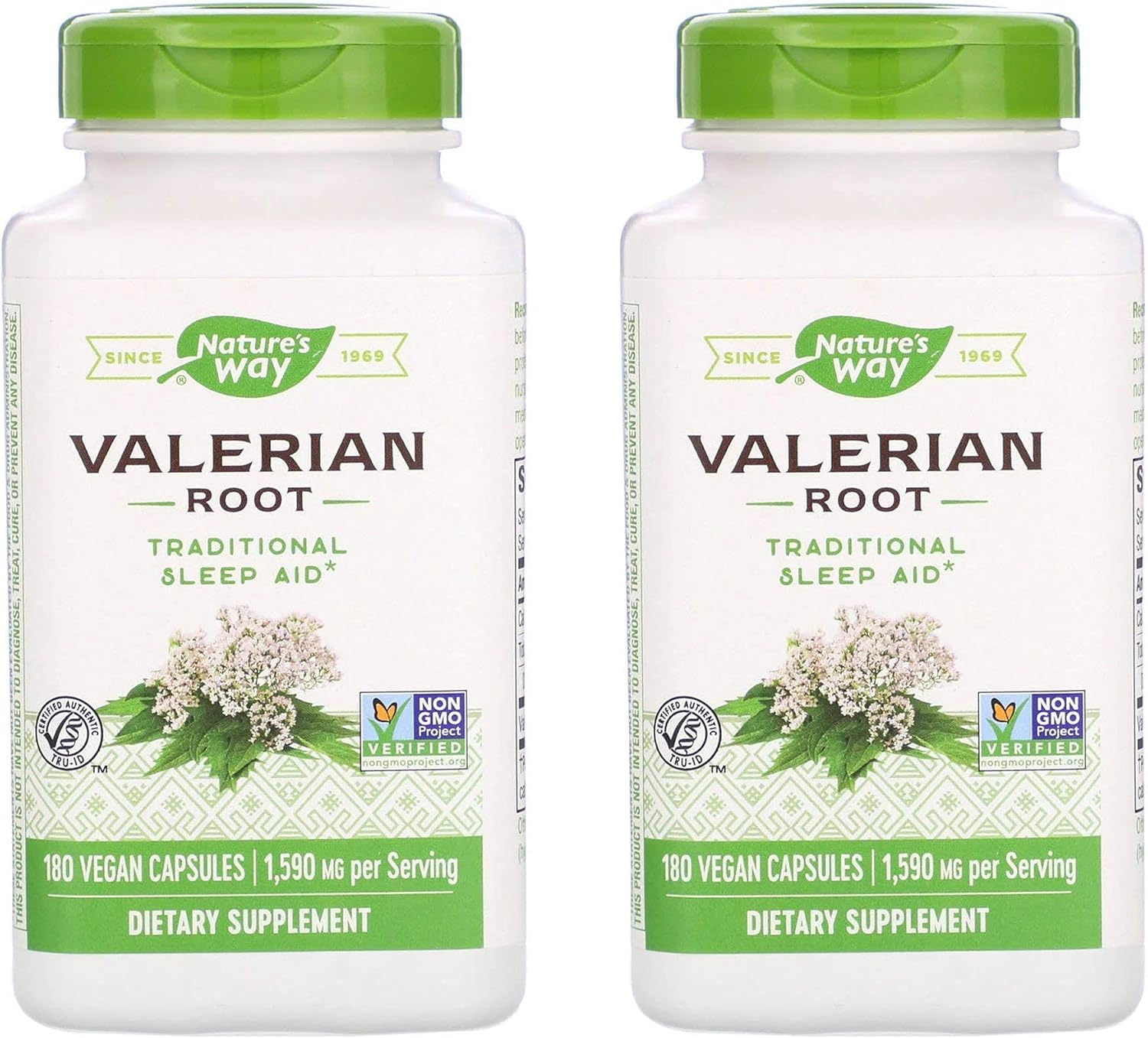 Nature's Way Valerian Root 1,590 mg Traditional Sleep Aid Supplement (360 Vegan Capsules) Pack of 2