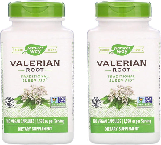 Nature's Way Valerian Root 1,590 mg Traditional Sleep Aid Supplement (360 Vegan Capsules) Pack of 2