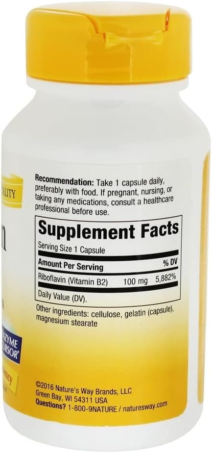 Nature's Way Vitamin B2 100mg Capsules - 100 Count