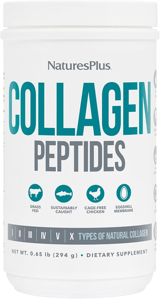 NaturesPlus Collagen Peptides Powder - Supports Hair, Skin, Joint & Nail Health - 0.65lb - Clean Taste - Gluten-Free - Non-GMO - 28 Servings