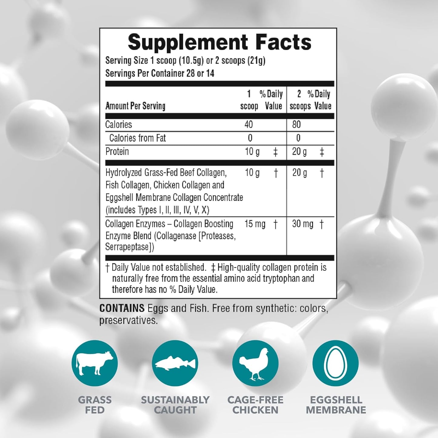 NaturesPlus Collagen Peptides Powder - Supports Hair, Skin, Joint & Nail Health - 0.65lb - Clean Taste - Gluten-Free - Non-GMO - 28 Servings