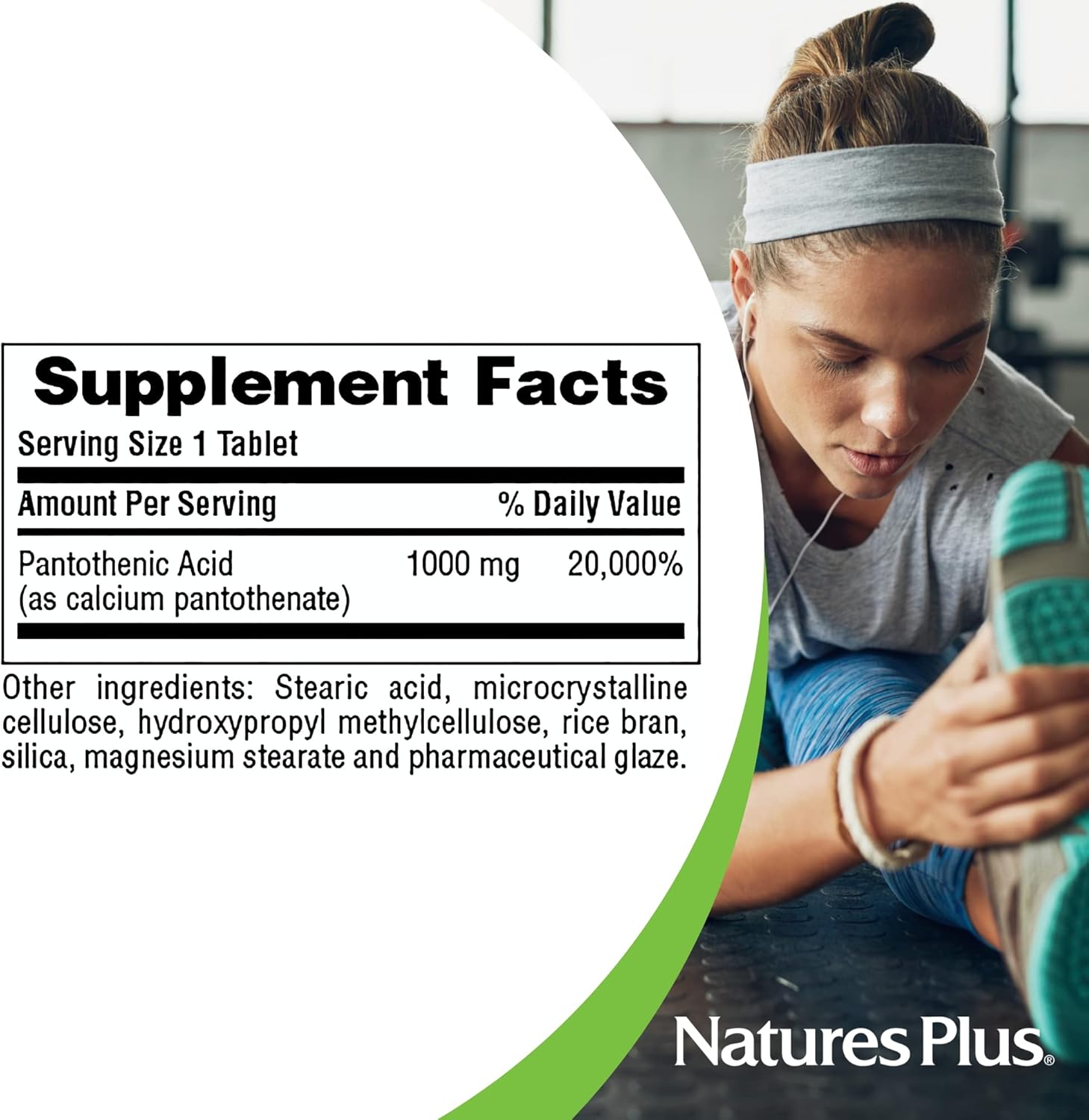 NaturesPlus Pantothenic Acid 1000mg Tablets - 60 Count