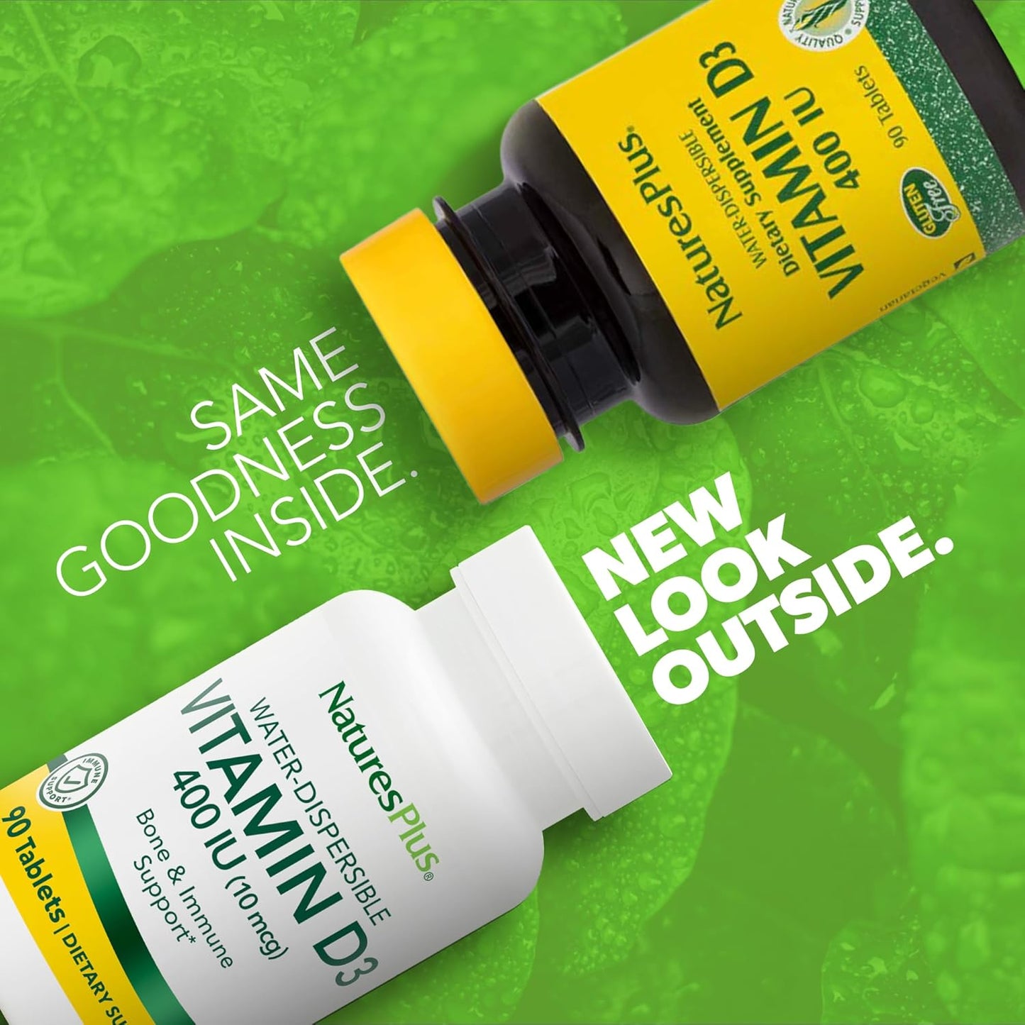 NaturesPlus Vitamin D3 400 iu Vegetarian Tablets - Bone, Heart & Immune Support - Water Soluble for Maximum Absorption - Gluten-Free