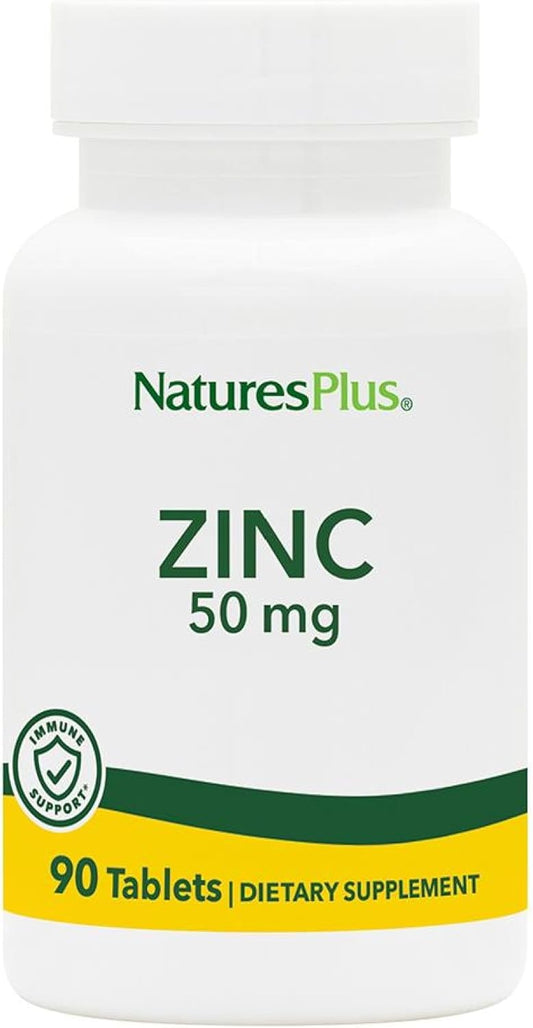 NaturesPlus Zinc 50mg Tablets - 90 Count Bottle