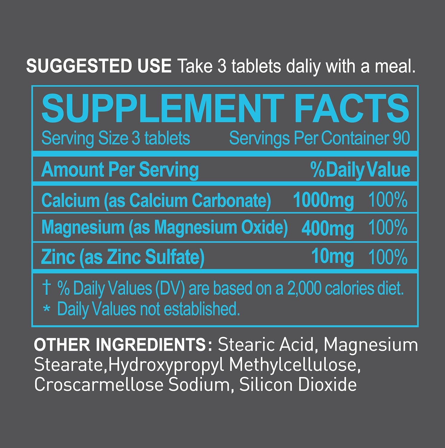 NATURION 3-in-1 Calcium Magnesium Zinc Supplement with 1000mg Calcium, 500mg Magnesium, 10mg Zinc - Bone, Muscle & Immune Support - 270 Tablets, 90 Day Supply