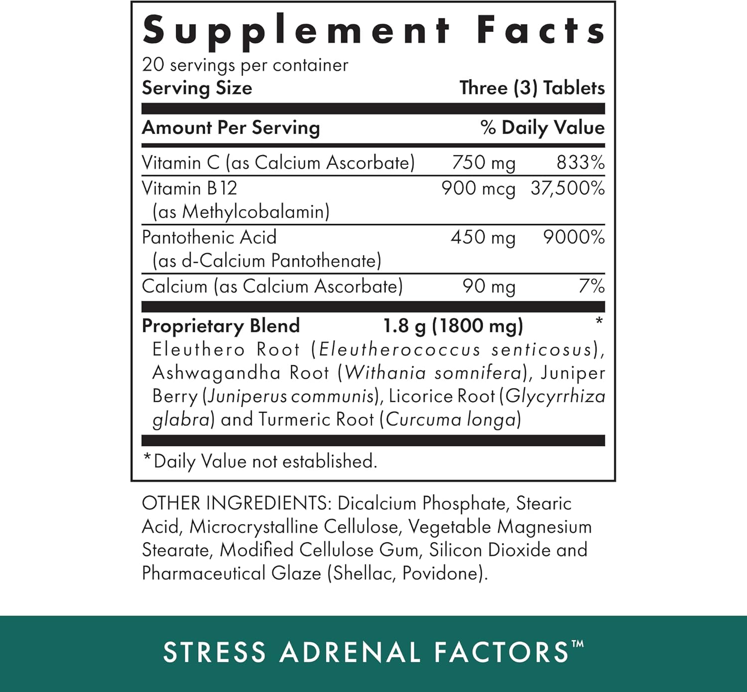 Naturopathic Stress Support with Turmeric & Ashwagandha - 60 Vegetarian Tablets - Adrenal Gland Nourishment - Stimulant Free